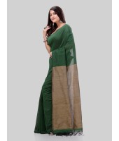 DESH BIDESH Women`s Khadi Cotton Handloom RupSagar Design Saree Without Blouse Piece(Green)